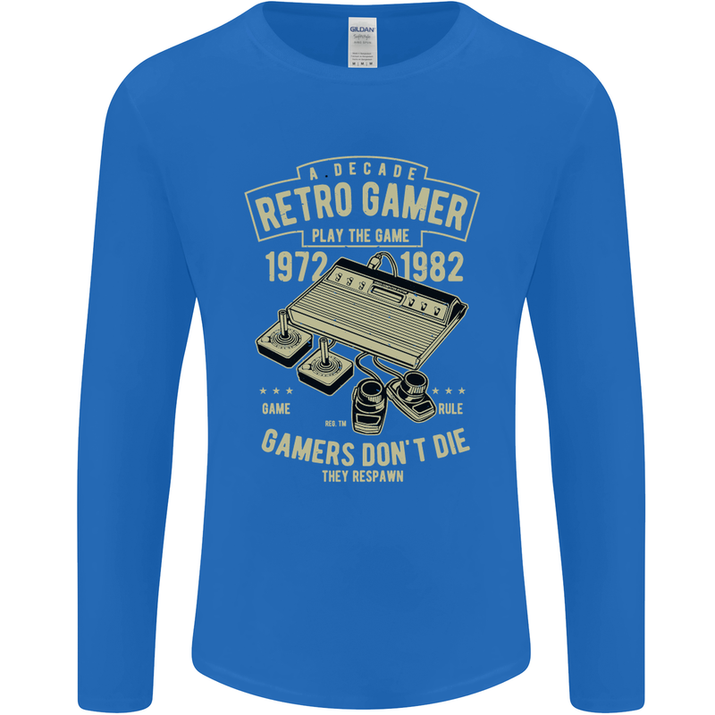 Retro Gamer Funny Gaming Mens Long Sleeve T-Shirt Royal Blue
