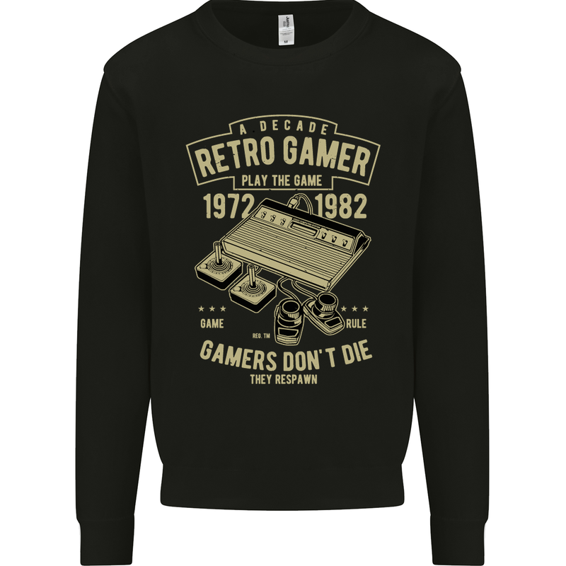 Retro Gamer Funny Gaming Mens Sweatshirt Jumper Black