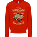 Retro Gamer Funny Gaming Mens Sweatshirt Jumper Bright Red
