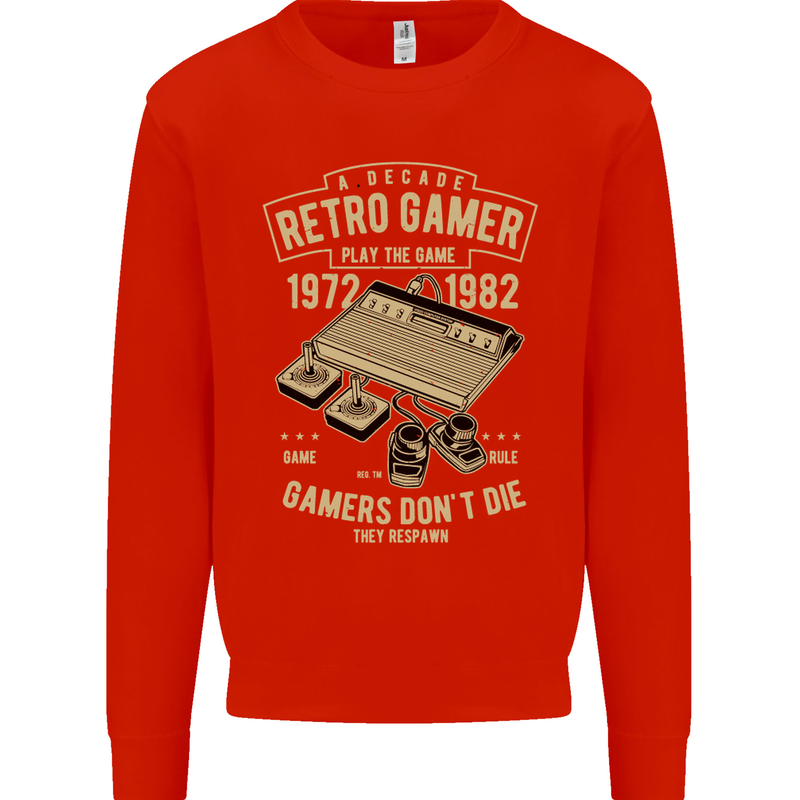 Retro Gamer Funny Gaming Mens Sweatshirt Jumper Bright Red