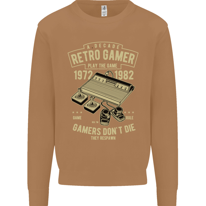 Retro Gamer Funny Gaming Mens Sweatshirt Jumper Caramel Latte
