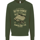 Retro Gamer Funny Gaming Mens Sweatshirt Jumper Forest Green