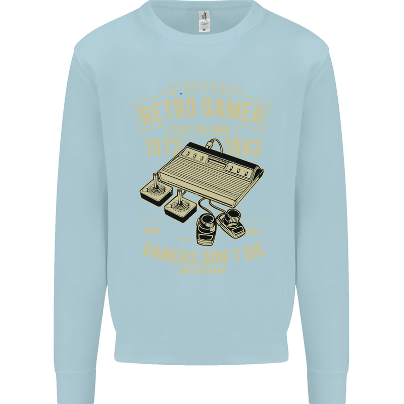 Retro Gamer Funny Gaming Mens Sweatshirt Jumper Light Blue
