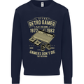 Retro Gamer Funny Gaming Mens Sweatshirt Jumper Navy Blue