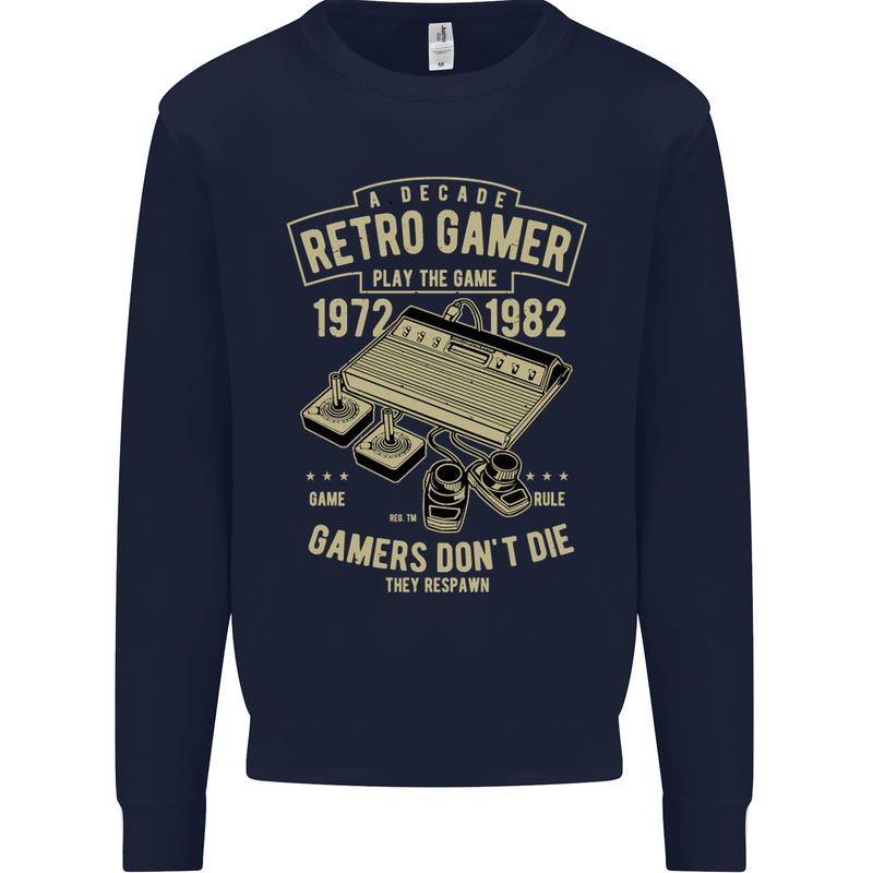 Retro Gamer Funny Gaming Mens Sweatshirt Jumper Navy Blue