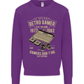 Retro Gamer Funny Gaming Mens Sweatshirt Jumper Purple