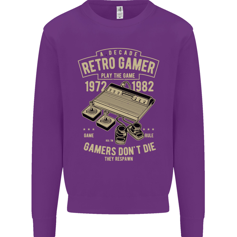 Retro Gamer Funny Gaming Mens Sweatshirt Jumper Purple