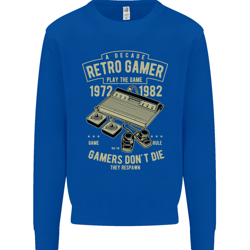 Retro Gamer Funny Gaming Mens Sweatshirt Jumper Royal Blue