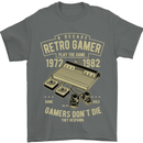 Retro Gamer Funny Gaming Mens T-Shirt Cotton Gildan Charcoal