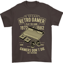 Retro Gamer Funny Gaming Mens T-Shirt Cotton Gildan Dark Chocolate