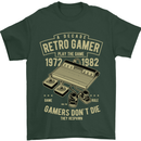 Retro Gamer Funny Gaming Mens T-Shirt Cotton Gildan Forest Green