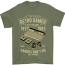 Retro Gamer Funny Gaming Mens T-Shirt Cotton Gildan Military Green