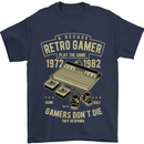 Retro Gamer Funny Gaming Mens T-Shirt Cotton Gildan Navy Blue