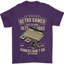 Retro Gamer Funny Gaming Mens T-Shirt Cotton Gildan Purple