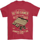 Retro Gamer Funny Gaming Mens T-Shirt Cotton Gildan Red