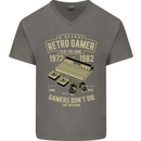 Retro Gamer Funny Gaming Mens V-Neck Cotton T-Shirt Charcoal