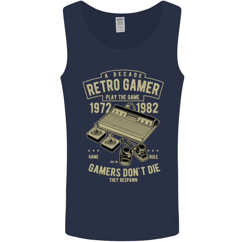 Retro Gamer Funny Gaming Mens Vest Tank Top Navy Blue