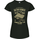Retro Gamer Funny Gaming Womens Petite Cut T-Shirt Black