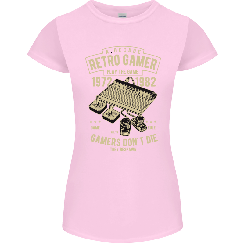 Retro Gamer Funny Gaming Womens Petite Cut T-Shirt Light Pink