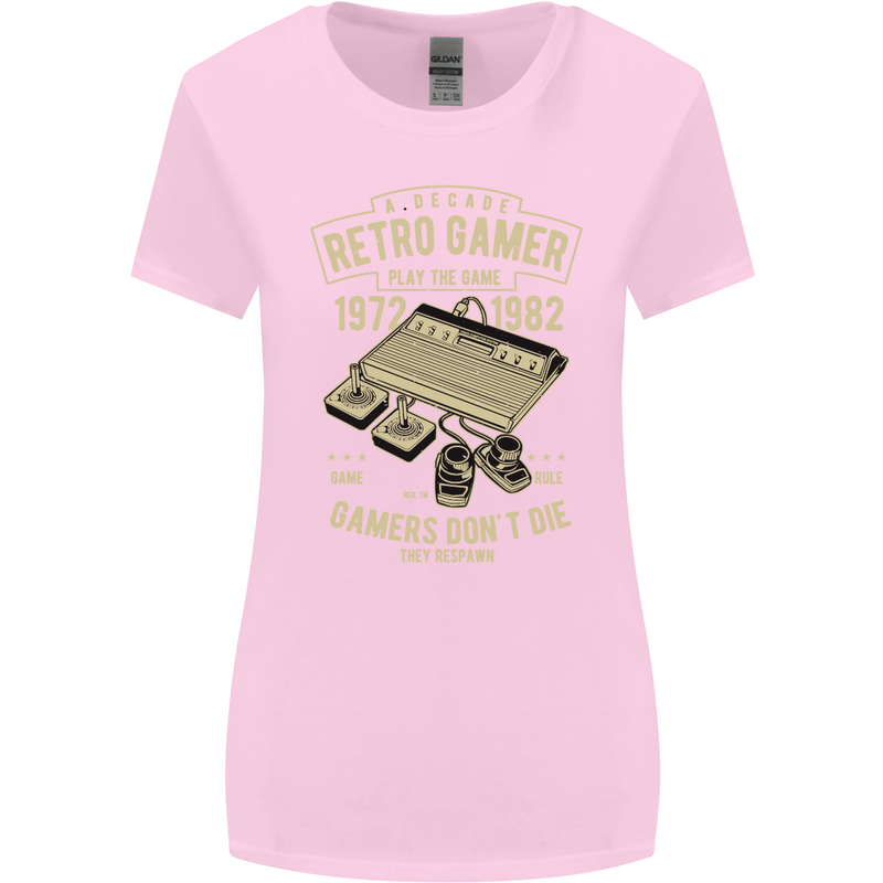 Retro Gamer Funny Gaming Womens Wider Cut T-Shirt Light Pink