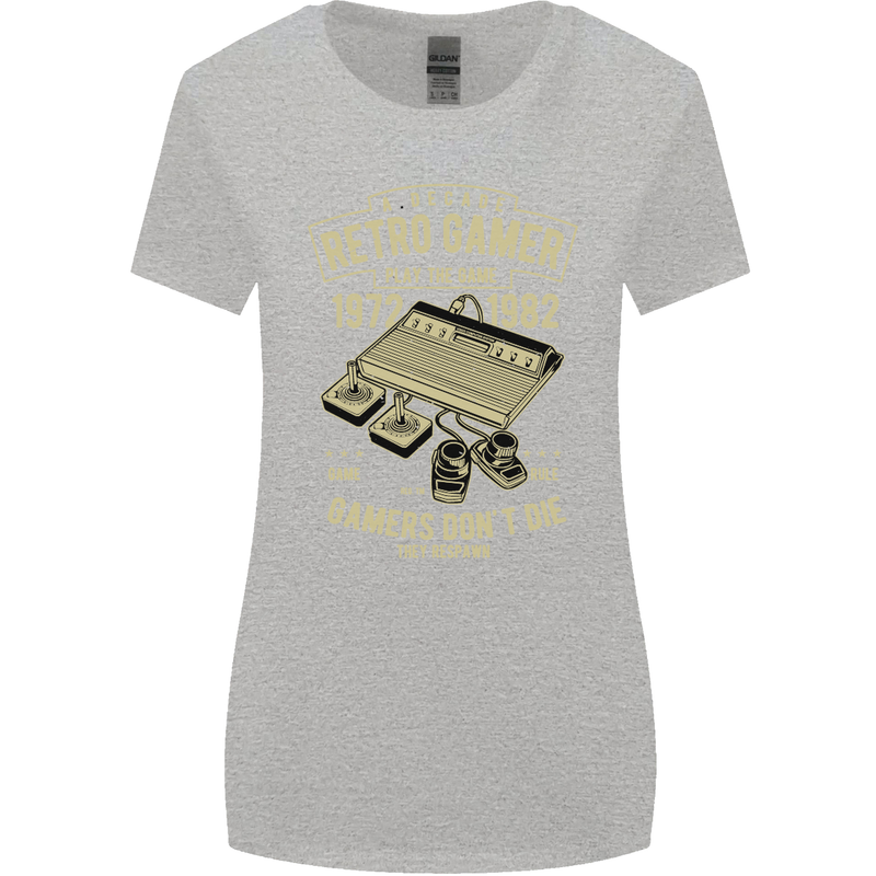 Retro Gamer Funny Gaming Womens Wider Cut T-Shirt Sports Grey