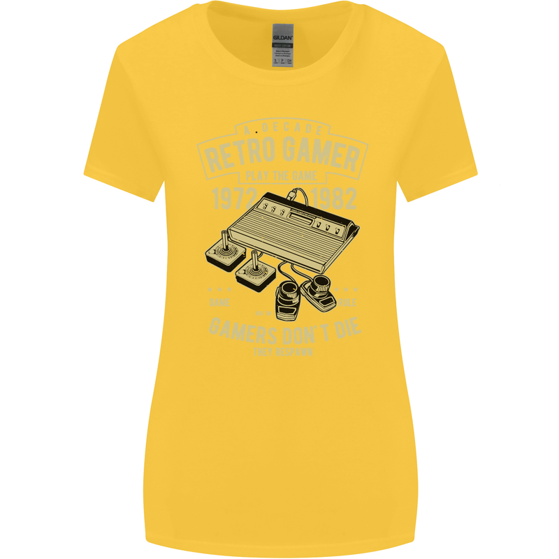 Retro Gamer Funny Gaming Womens Wider Cut T-Shirt Yellow