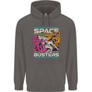 Retro Space Video Game Arcade Alien Mens 80% Cotton Hoodie Charcoal