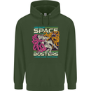 Retro Space Video Game Arcade Alien Mens 80% Cotton Hoodie Forest Green
