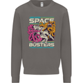 Retro Space Video Game Arcade Alien Mens Sweatshirt Jumper Charcoal