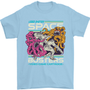 Retro Space Video Game Arcade Alien Mens T-Shirt 100% Cotton Light Blue