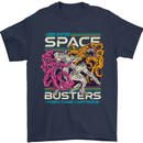 Retro Space Video Game Arcade Alien Mens T-Shirt 100% Cotton Navy Blue