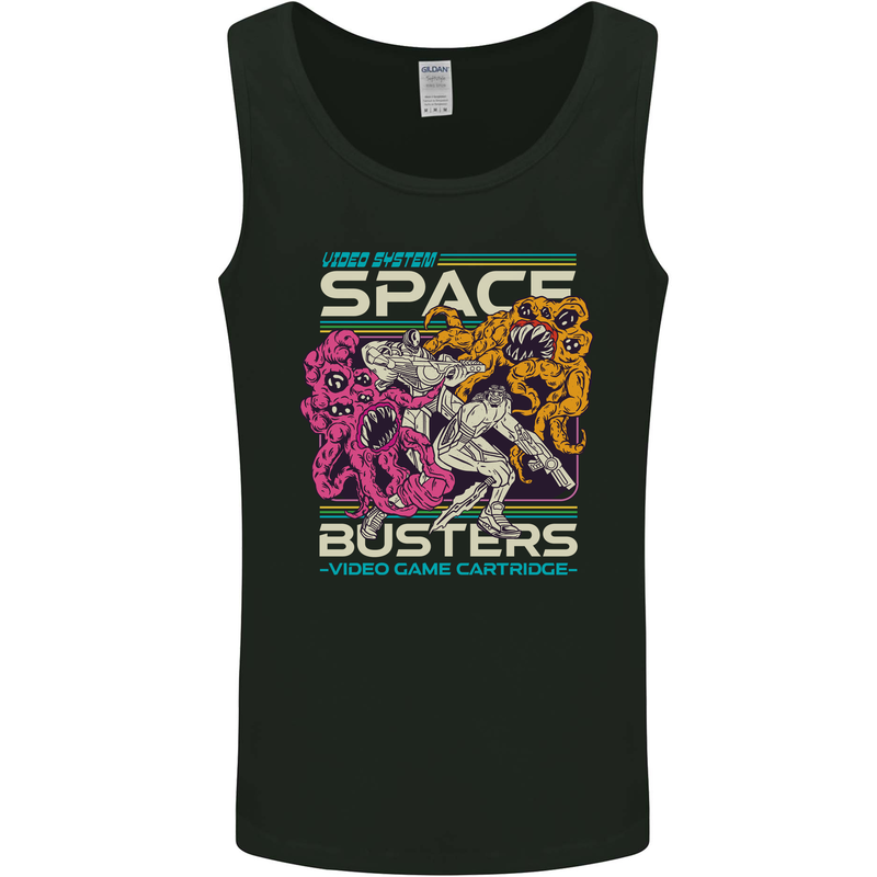 Retro Space Video Game Arcade Alien Mens Vest Tank Top Black