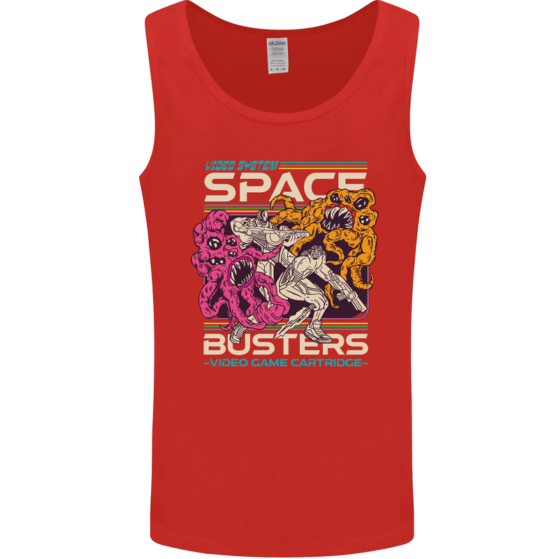 Retro Space Video Game Arcade Alien Mens Vest Tank Top Red