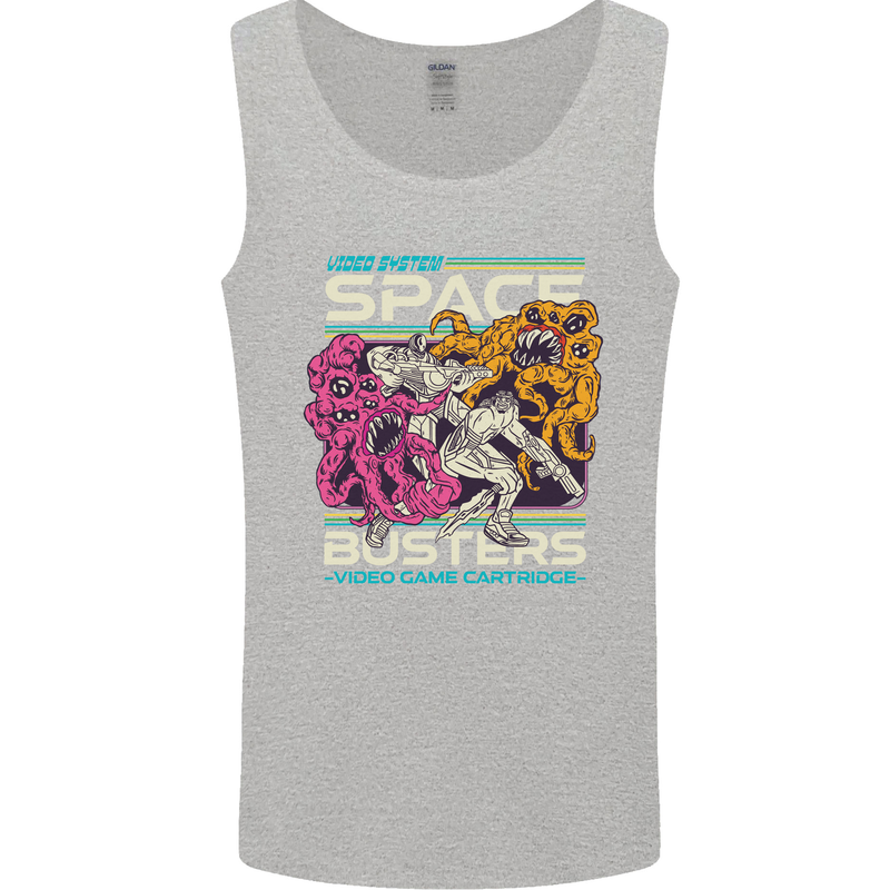 Retro Space Video Game Arcade Alien Mens Vest Tank Top Sports Grey