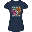 Retro Space Video Game Arcade Alien Womens Petite Cut T-Shirt Navy Blue