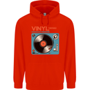 Retro Vinyl Records Turntable DJ Music Childrens Kids Hoodie Bright Red