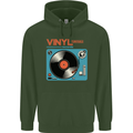 Retro Vinyl Records Turntable DJ Music Childrens Kids Hoodie Forest Green