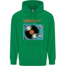 Retro Vinyl Records Turntable DJ Music Childrens Kids Hoodie Irish Green