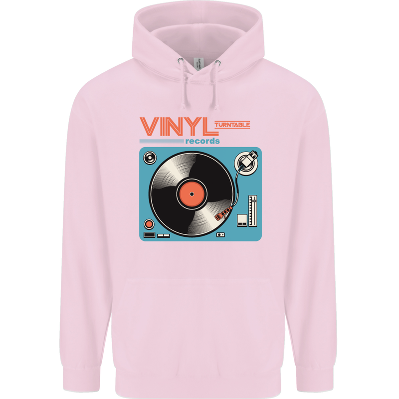 Retro Vinyl Records Turntable DJ Music Childrens Kids Hoodie Light Pink