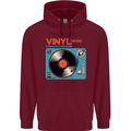 Retro Vinyl Records Turntable DJ Music Childrens Kids Hoodie Maroon