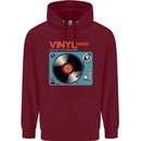 Retro Vinyl Records Turntable DJ Music Childrens Kids Hoodie Maroon