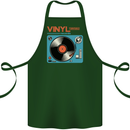 Retro Vinyl Records Turntable DJ Music Cotton Apron 100% Organic Forest Green