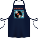 Retro Vinyl Records Turntable DJ Music Cotton Apron 100% Organic Navy Blue