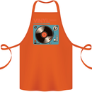 Retro Vinyl Records Turntable DJ Music Cotton Apron 100% Organic Orange