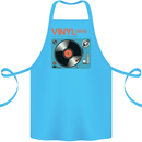 Retro Vinyl Records Turntable DJ Music Cotton Apron 100% Organic Turquoise