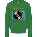 Retro Vinyl Records Turntable DJ Music Kids Sweatshirt Jumper Irish Green