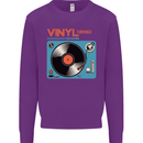 Retro Vinyl Records Turntable DJ Music Kids Sweatshirt Jumper Purple