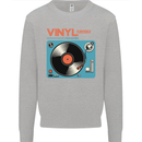 Retro Vinyl Records Turntable DJ Music Kids Sweatshirt Jumper Sports Grey