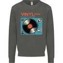 Retro Vinyl Records Turntable DJ Music Kids Sweatshirt Jumper Storm Grey