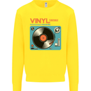 Retro Vinyl Records Turntable DJ Music Kids Sweatshirt Jumper Yellow